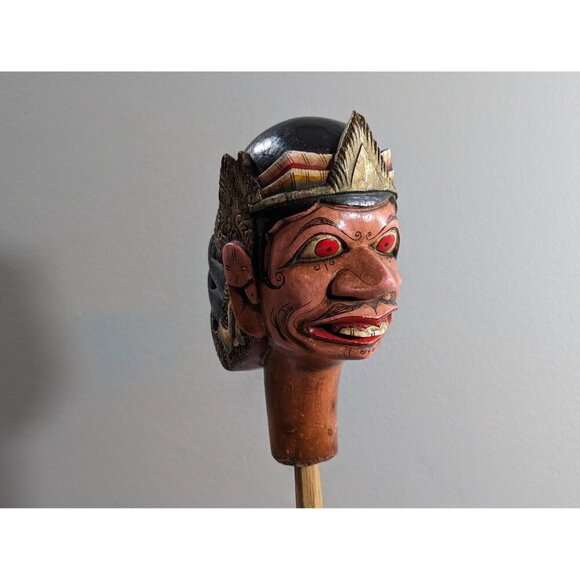 Vintage Wayang Golek puppet HEAD ONLY, wood carved creepy doll head, Indonesian - Picture 5 of 9